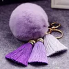 Keychains Fashion Women Fur Pom Ball Tassel Keychain Keyring Car Key Ring Chain Charm Bag pendantkeychains