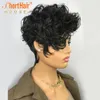 Short Curly Human Hair Wigs For Girls Pixie Cut None Lace Front Wig For Black Women Pre plucked Full Machine Made