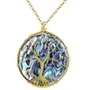 Pendant Necklaces Unique Light Yellow Gold Color Wire Wrap Abalone Shell Necklace Tree Of Life JewelryPendant