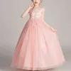 Abiti per bambini per ragazze Flower Ball Gown Compleanno Festa di nozze Princess Banquet Summer Sleeveless Children's Long Dress Y220510