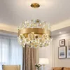 Parlaklık kristal led avize yuvarlak ayçiçeği tasarımı asılı lamba s altın/siyah taban oturma odası yemek salonu yatak odası salonu