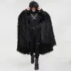 Herengeulcoats goth zwarte cape man herfst/winter lange fleece zware cooded fur collarmen's