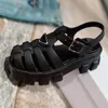 Summer Women Designer Sandals Foam Rubber Sandal Fashion Platform Slides Triangle Metal Slippers Retro Beach Loafers Round Toe Sandal Luxury With Box Size 35-41