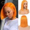 Pomarańczowy koronkowy z przodu 100% ludzkich peruk włosów wstępnie wyrzucono krótką perukę bobów dla czarnych kobiet