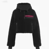 Utomhusjacka tryckt klassiskt brev huva fleece vinterjackor för streetwear varm kort avslappnad blixtlås hoodie kvinnor topp modedesigner s-l