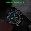 Esté atento a los hombres para hombres Moda de moda Men Business Cuero Calendario Mira los tres oculares falsos de los hombres. Quartz luminoso popular wacht para hombres