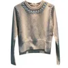 Diamond bezaaide ronde nek trui zware industrie kralen lange mouw bodem pullover herfst en