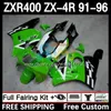 Full Body Kit för Kawasaki Ninja ZXR 400 CC ZX-4R ZXR400 91 92 93 94 95 96 COWLING 12DH.0 ZX4R 400CC ZX 4R ZXR-400 1991