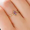 Anel de ouro 14k para mulheres |Anel de casamento de diamante de zircão roxo |Presente de dama de honra