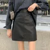Elnage Koreanischen Stil Pu Leder Retro Slim Fit Hohe Taille Pack Hüfte EIN Wort Rock für Frauen Kurzen Frühling Herbst 5A053 220322