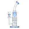 Bongs en verre Narguilés Vert Bleu Huile Dab Rigs Beecomb Barrel Perc Tuyaux d'eau en verre épais Percolateur de pomme de douche inversé avec bol 14mm Femelle Joimt