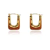 French INS U-Shaped Metal Resin Earrings Stud Female Niche Design High-End Fashion Temperament Party All-Match Jewelry Gift