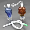 Wholesale mini 2style 10mm female Skull Gourd glass oil burner bong pipe with silicone straw and oil rig bowl