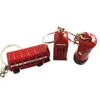 British Style Pendants Red Telephone Booth/London Bus/Mail Box Model 3D Keyring Key Chain For Gift