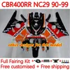 Body Kit för Honda CBR400 RR NC29 CBR 400 RR CC NC23 400CC 88-99 BODYWORK 131NO.5 CBR400RR 94 95 96 97 98 99 CBR 400R 1994 1995 1996 1998 1998 1999 OEM FABRACTY BLUE