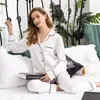 Pijamas para mulheres sexy lingeries sleepwear cetim seda pijamas plus size lingere loungewear casa roupas nightwear terno de duas peças 220321