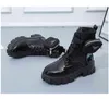 2022 mode Chunky Stiefel Weiß Lace Up Ankle Für Frauen Herbst Runde Kappe Kampf Schwarz Plattform Damen Schuhe