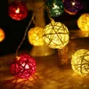 Snaren rattan ball led touw lichten batterij power tuin slinger feeën licht vakantie trouwfeest decoratie outdoor indoor verlichting