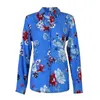 Bluzki damskie koszule kwiatowy nadruk z długim rękawem Kobiety 2022 Plus rozmiar obrócony bluzka bluzka swoboda eleganckie zużycie szyfonu s-5xlwo