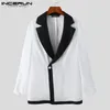 Moda Uomo Blazer Patchwork Risvolto Manica lunga Bottone Abiti casual Streetwear Giacche Elegante Cappotto sottile Uomo INCERUN S-5XL 7 220409