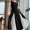 Office Lady Black Elegant Dress Women French Vintage Midi Casual Party Corean Fashion Autumn Chic 220518