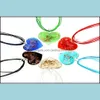 Pendant Necklaces Pendants Jewelry Handmade Lampwork Glass Murano Love Heart Gold Dust Necklace Trendy Fashion Par Dhswe