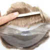 ngウルトラ薄い肌0.03mmベースヘアメンズツーピー自然ヘアラインメンズレミーヘアピースvlooped人間の髪の交換システム在庫
