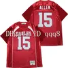 NA85 Toppkvalitet 1 Hhigh School Eagles #15 Josh Allen Jersey Red 100% sömmar American Football Jersey Size S-XXXL