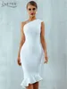 Adyce Summer Women Bandage Dress Sexy One Shoulder Sleeveless Ruffles Niglub Celebrity Evening Party Mermaid Dresses 220509