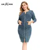 Vestido de jeans de tamanho grande feminino lih hua hua de alta flexibilidade de vestido de tecido casual 220527