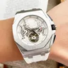 Relojes huecos para hombre, reloj mecánico automático, 44mm, luminoso, resistente al agua, moda, negocios, relojes de pulsera, Montre De Luxe