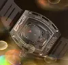 Luxe Homme Femme Crâne Creux Diamants Montre Dame Robe Populaire Mode Décontractée En Caoutchouc Bande De Silicone Automatique À Quartz Précision Mouvement Cadeau De Noël Montre-Bracelet