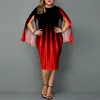 Plus size jurken herfst elegante ombre avond feestjurk vrouwen mode spleet lange mouw casual kledingplus