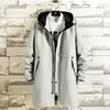 Herrgravrockar Trench Black Grey Coat Men Overcoat Casual Windbreakers Xlong Fashion Spring Autumn Jackets 220826