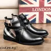 Modne buty męskie buty PU szwy w kratę klasyczne okrągłe głowy krzyżowa pętla klamry pasa proste dzikie brytyjskie wysokie buty DP401