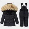 2 pièces ensemble hiver enfants doudoune bébé fille skisuit garçon coureur veste combinaison de neige pour bébé chaud vêtements pour bébés 1-5 ans J220718