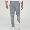 Men's Pants Spring Fashion Plaid Printed Pencil For Mens Vintage Mid Waist Button Trouser Male Summer Casual Long Pant Streetwear 220826