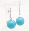 Dangle & Chandelier Qingmos Green 20mm Trendy Women's Earring With Round Natural Jades & Silver S925 Hook Earring-ear498