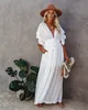 2022 New Sexy Bikini Cover-ups Long White Tunic Casual Summer Beach Dress Elegant Women Plus Size Beach Wear Swim Suit Cover Up