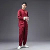 Tai Chi Hanfu Trainingsanzug Männer Baumwolle Seide Sets Tang-anzug Jacke + Hose Männlichen Kung Fu Traditionelle Chinesische Männer Wushu kleidung