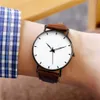 남자 럭셔리 시계 쿼츠 스테인레스 스틸 다이얼 캐주얼 팔찌 시계 라운드 단순성 가죽 스트랩 손목 시계 시계 몬트 레
