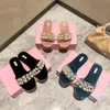 2023 Designer new womens Mius Pearl Slides pantofole di lusso Marchio di moda Scarpe Caral Emerald Sandali estivi neri Lady Tacchi da donna