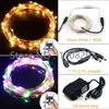 Strings 6pcs10m Silver/Copper Wire Warm White/Red/Yellow LED String Lights Starry Fairy 12V Power Adapter Remote ControlLED