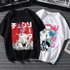 AB boyutu% 100 pamuklu erkekler tişörtlü testere adamı üstleri Japonya tarzı anime manga siyah kısa kollu tshirt kadın 220616