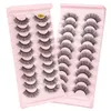 Nyaste tjocka Natural Russian Curling 10 Par False Eyelashes Set Soft Vivid Hand Made Reanvändbar flerskikt 3D Fake Lashes Extensions Eyes Makeup