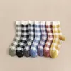 Socks & Hosiery RMSWEETYIL Women Plaid Checkered Dress Colorful Geometric Gingham Cute Novelty Casual Thin Cotton Knit Ladies Crew Sock