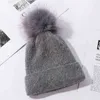 Cokk Kış Şapkaları Kadınlar için Knited Beanie Tavşan Kürk Ponpom Pullu Kalın Velvet Sıcak Kulak Koruma Çift Katmanlı Soğuk Kanıt J220722