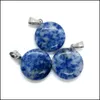 Konst och hantverk Arts Gifts Home Garden Colorf Crystal Stone Round Charms hänge för smycken som gör chakra reiki helande dhu8m