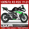 OEM-kuipen voor Yamaha YZF R 3 25 YZFR3 YZFR25 2019 2020 2021 Body 141No.83 100% Fit YZF-R3 YZF-R25 2019-2021 Frame R3 R25 19 20 21 Spuitgiet Kit Green Silvery