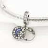 925 Sterling Silver Dangle Charm Disc Zircon Lune Motif plata de ley Perles Perle Fit Pandora Charms Bracelet DIY Bijoux Accessoires